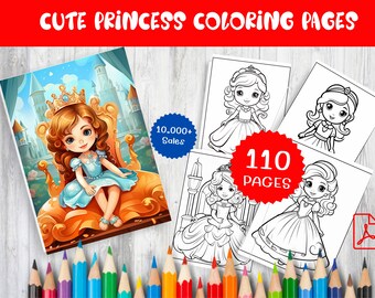 110 Cute Princess Coloring Pages For Kids - Princess coloring book - Royal Lady Coloring Pages for Girls