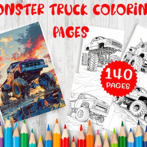 140 Monster Truck Coloring Pages for Kids and Adults - Digital Download, Printable PDF, Perfect for Truck Enthusiasts and Creative Play
