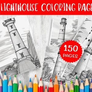 150 Beautiful Lighthouse Coloring Page for Relaxation and Creativity Printable Digital Download Art for Adults & Kids PDF Printable Artwork