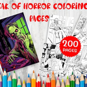 200 Freak of Horror Coloring Pages | Spooky & Scary Designs | Adult Coloring Book | Haunted Illustrations | Halloween Art | Creepy Creatures