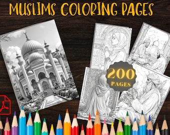 200 Muslims Coloring Pages, Delightful Designs for Relaxation, Islamic Art Inspired Patterns,Unique Islamic Coloring Book Pages for All Ages