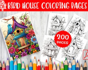 200 Birdhouse Coloring Pages for Adults & Kids (Printable DIY)
