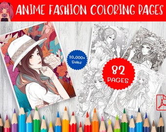 アニメファッションぬりえ - 82種類のユニークなデザイン（PDF印刷可能）