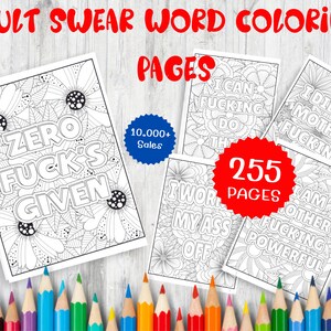 255 Hilarious Adult Swear Words Coloring Pages - Express Yourself Creatively with Adult Coloring Designs - Instant Digital Download