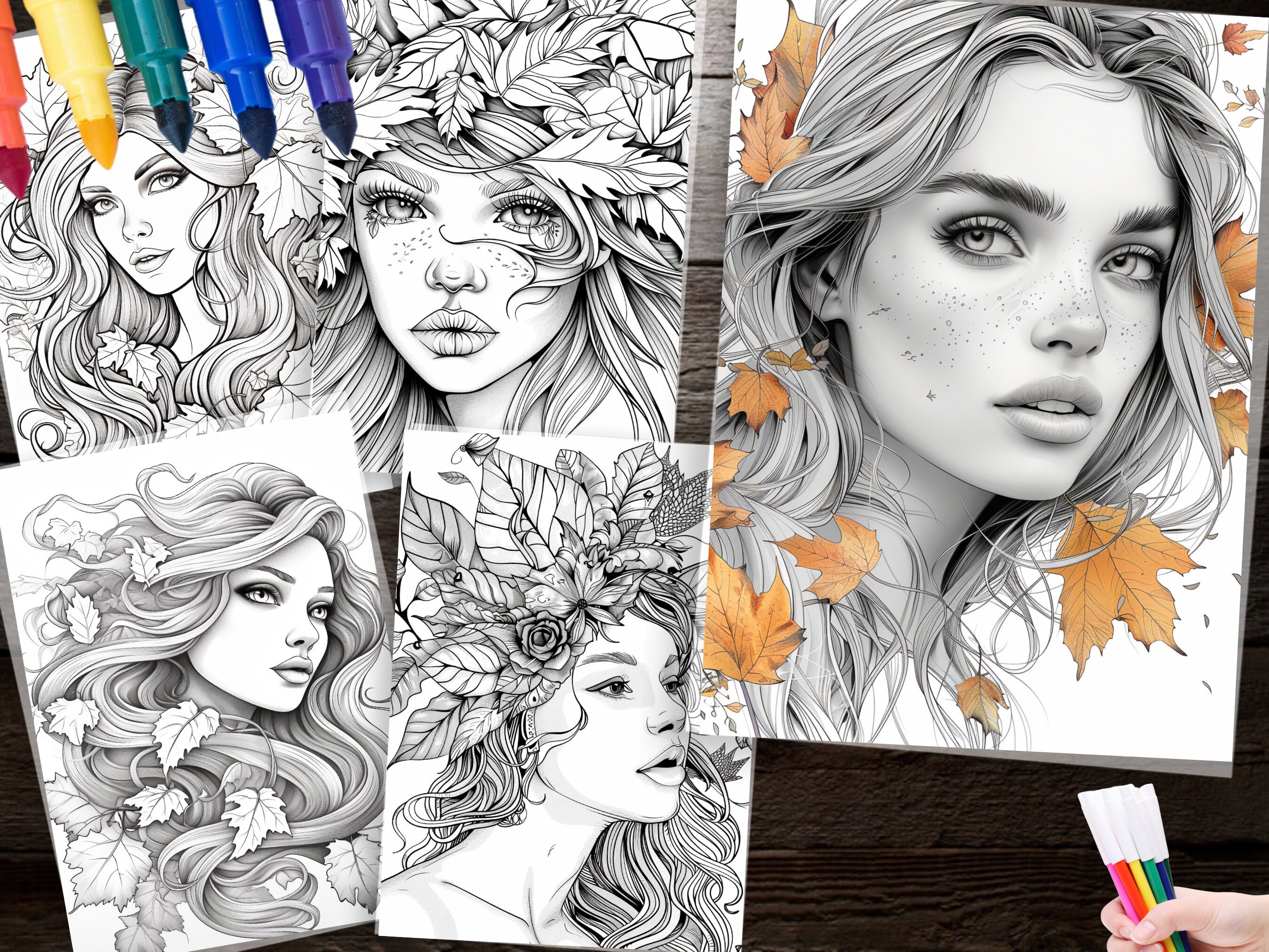 250 Autumn Girl Coloring Page Whimsical Fall Designs for Relaxation
