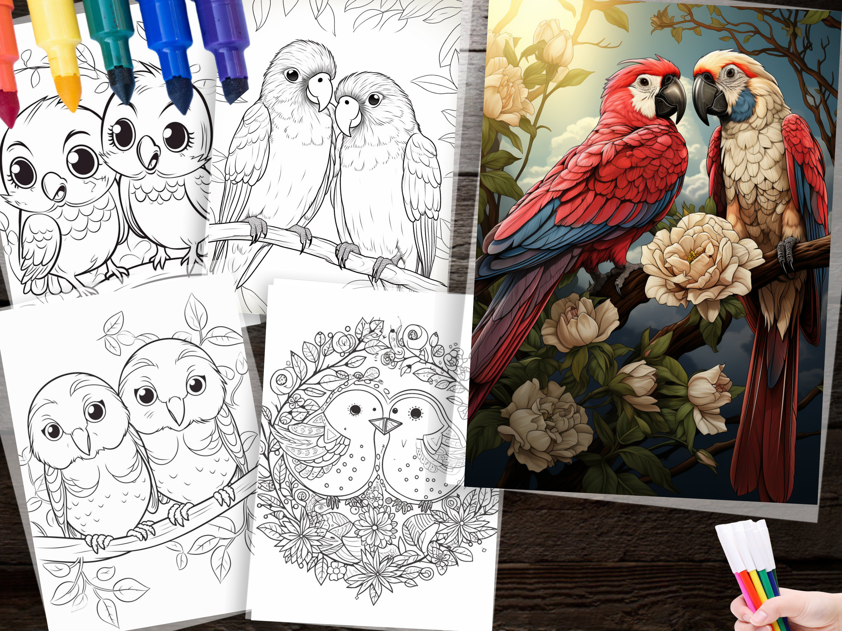 50 Cute Lovebird Coloring Page Printable Instant Download for ...