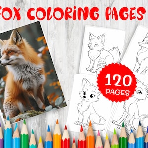 130 Charming Fox Coloring Pages | Fox Designs for Kids & Adults | Relaxing and Fun Activity | Digital Download | Unique Fox Illustrations
