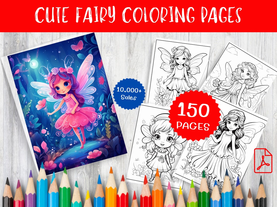 150 Cute Fairy Coloring Pages - Kids & Adults (PDF) - Etsy