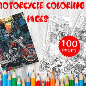 100 Motorcycle Coloring Pages for Adult and Kids Intricate Motorbike Designs, Biker Art Therapy Relaxation & Stress Relief, Instant Download