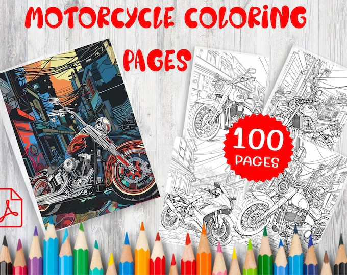 Spring Coloring Pages Motorcycle Moto the Coloring Book - Etsy