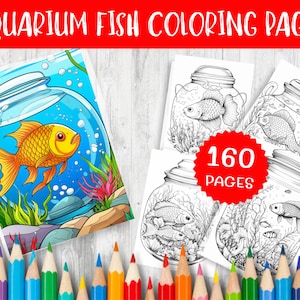 160 Aquarium Fish Coloring Page for Relaxation & Creativity Printable Digital Download, Underwater Ocean Theme, Kids and Adults Art Activity