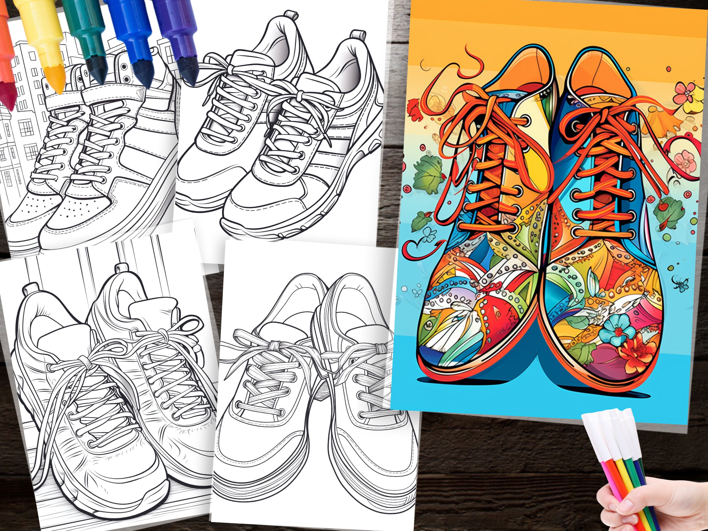270 Fashion Shoes Coloring Pages for Creative Fun Instant Download ...