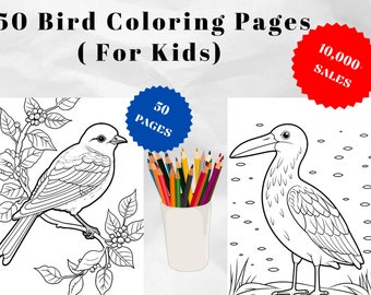 50 Bird Coloring Pages, Abstract Geometric Designs (PDF Pattern)