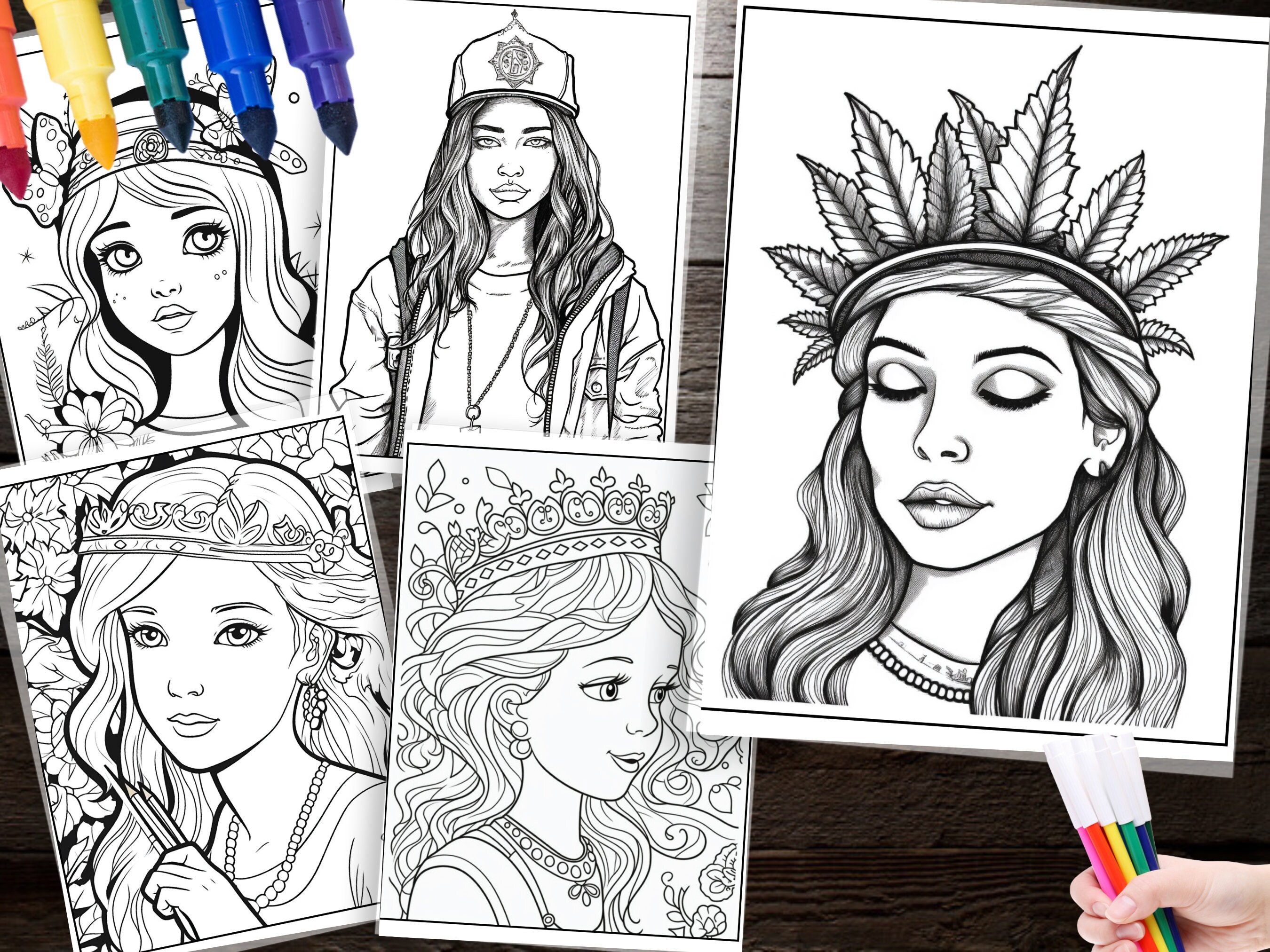 120 Princess Stoner Coloring Page for Adult Cannabis-inspired Art for ...