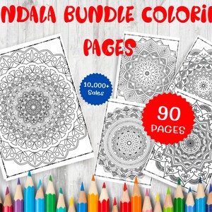 90 Mandala Coloring Pages, Intricate Designs for Relaxation and Creativity - Printable Adult Coloring Sheets - Digital Download