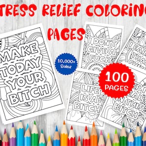 100 Swear Word Coloring Pages for Adults | Digital Print | Funny Coloring Book | Sassy  Adult Swear Word Coloring Page,  Digital Download
