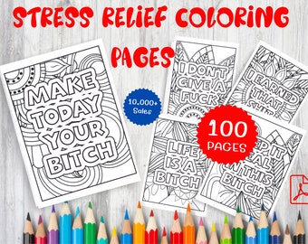 100 Swear Word Coloring Pages for Adults | Digital Print | Funny Coloring Book | Sassy  Adult Swear Word Coloring Page,  Digital Download