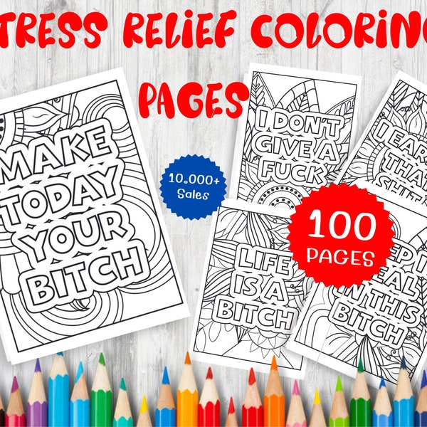 100 Swear Word Coloring Pages for Adults | Digital Print | Funny Coloring Book | Sassy  Adult Swear Word Coloring Page,  Digital Download