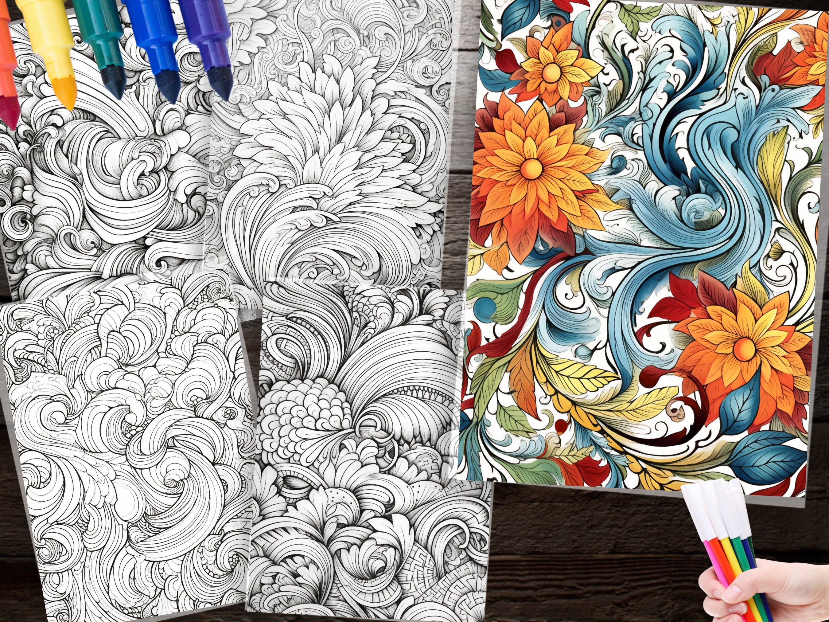 200 Patterned Coloring Pages, Unique Designs for Adults & Kids (PDF) - Etsy