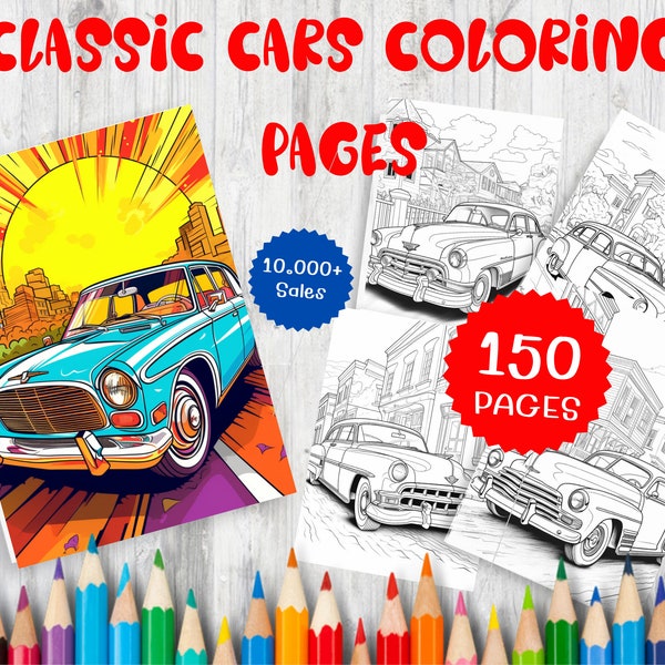 150 Classic Cars and Oldtimer Coloring Pages Collection For Aduts