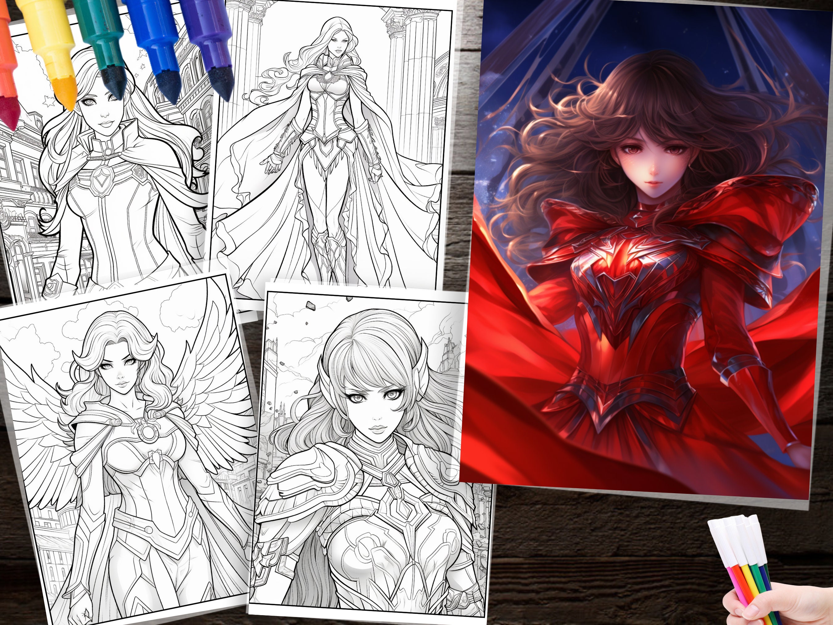200 Anime Superhero Coloring Page Digital Download, Printable Hero Line
