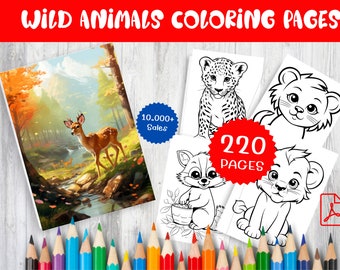 Wild Animals Coloring Pages for Kids – 220 Printable Designs (PDF Download)