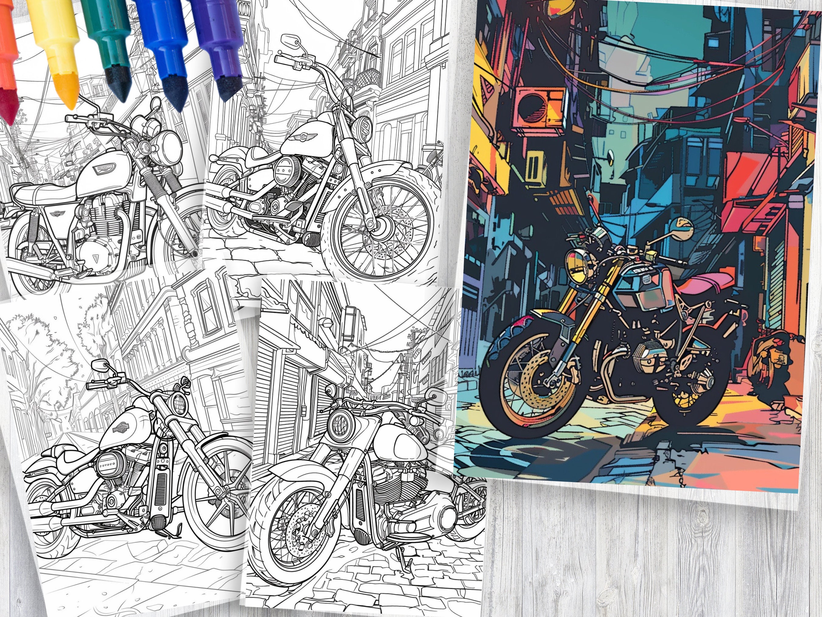 100 Motorcycle Coloring Pages for Adult and Kids Intricate Motorbike