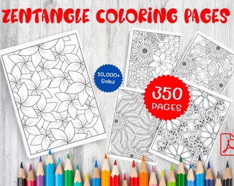 350 Zentangle Mandala Coloring Pages – Floral Patterns (Printable PDF)
