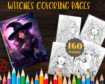 160 Witches Coloring Pages – Mystical Printable Art (Digital Download)