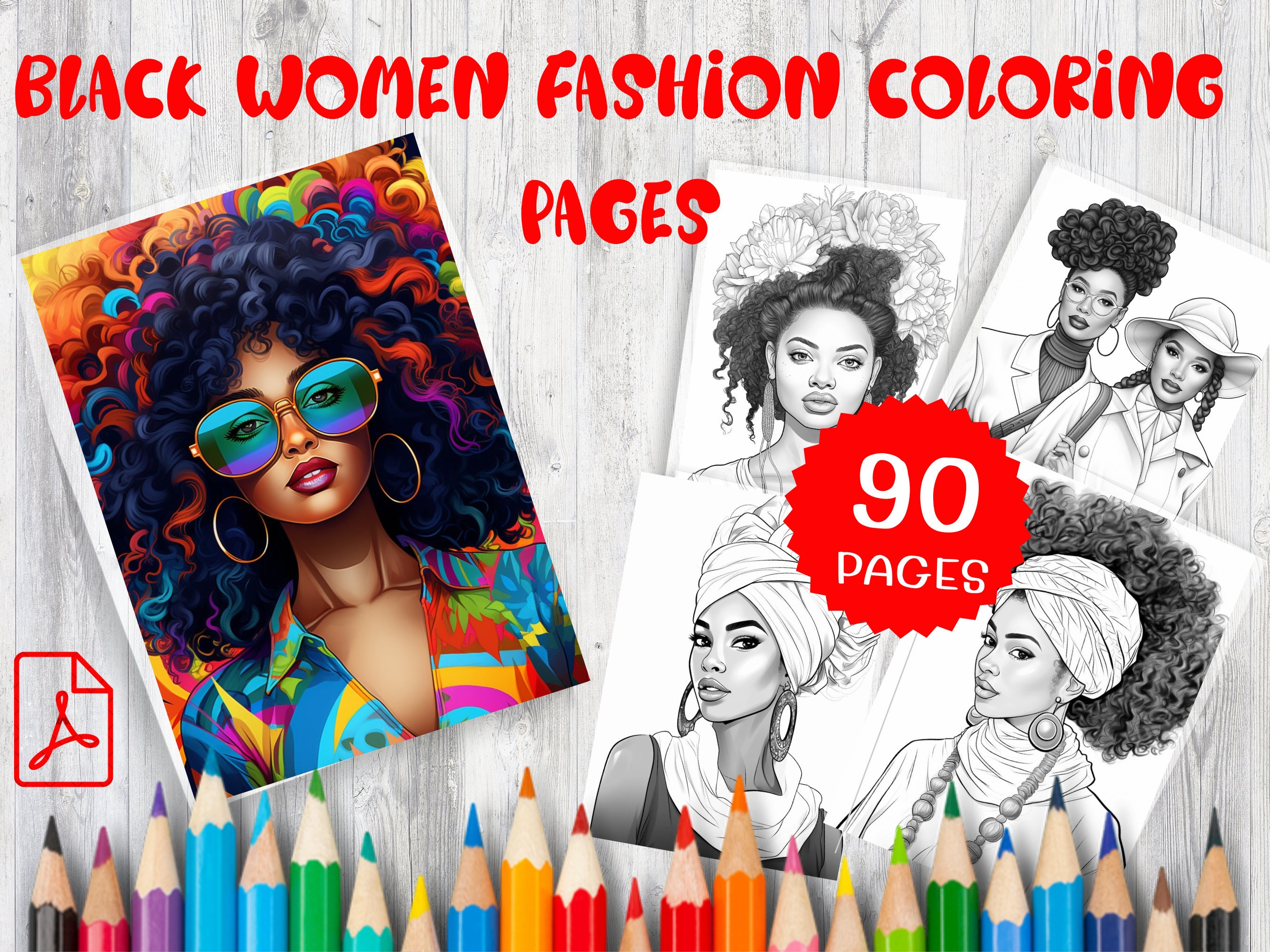 Afrocentric Fashion Coloring Book, Elegant Black Women, Chic Outfits (PDF  Pattern) - Etsy, image size:2700x2025