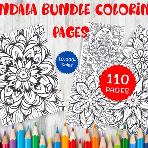 110 Beautiful and Relaxing Bundle Mandala  Printable Coloring Pages , Instant PDF Download