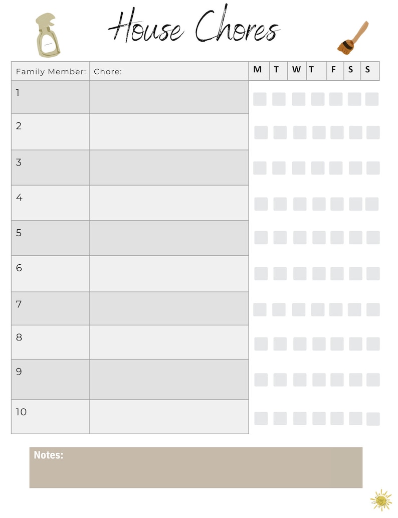 House Chores (printable) - Etsy