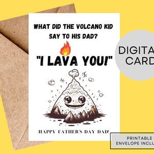 Printable Punny Card, Funny card, Father&#39;s Day Card, Printable, Digital card, Instant Download, i Lava You, Happy Father&#39;s Day