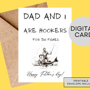Printable Punny Card, Funny card, Instant Download, Father&#39;s Day Card,Fishing, Printable, Digital card, Instant Download, Happy Father&#39;s Day