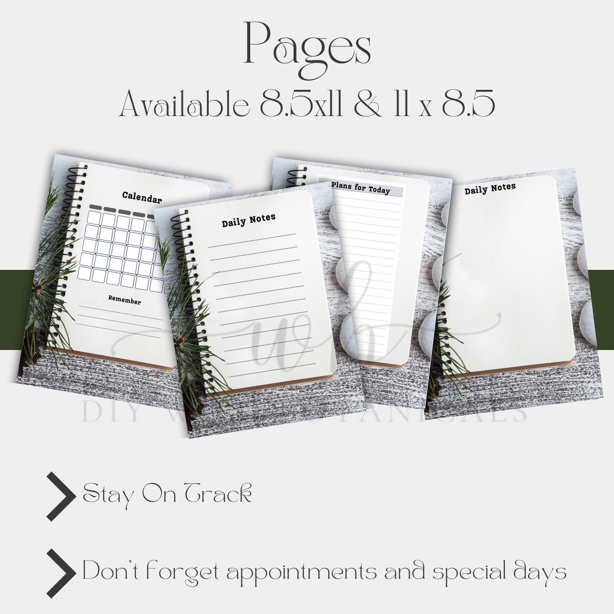 Blank Calendar, Weekly Printable Pages, Printable Calendar Notes ...