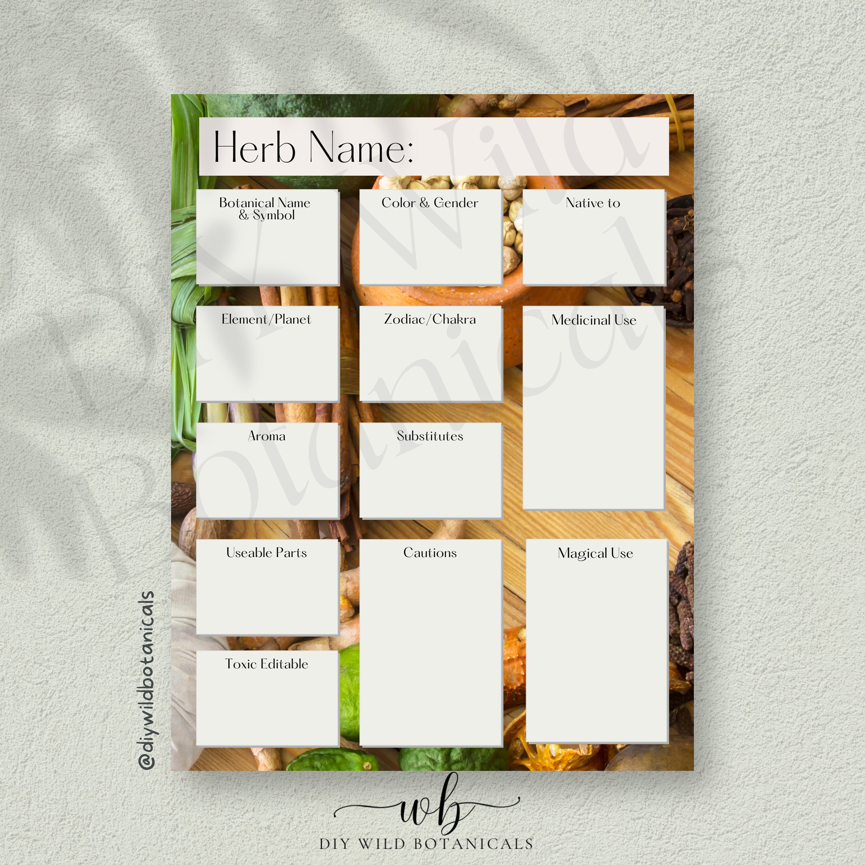 Herbal Printable Forms, Botanical Worksheets, Herb Recipes, Green Witch ...