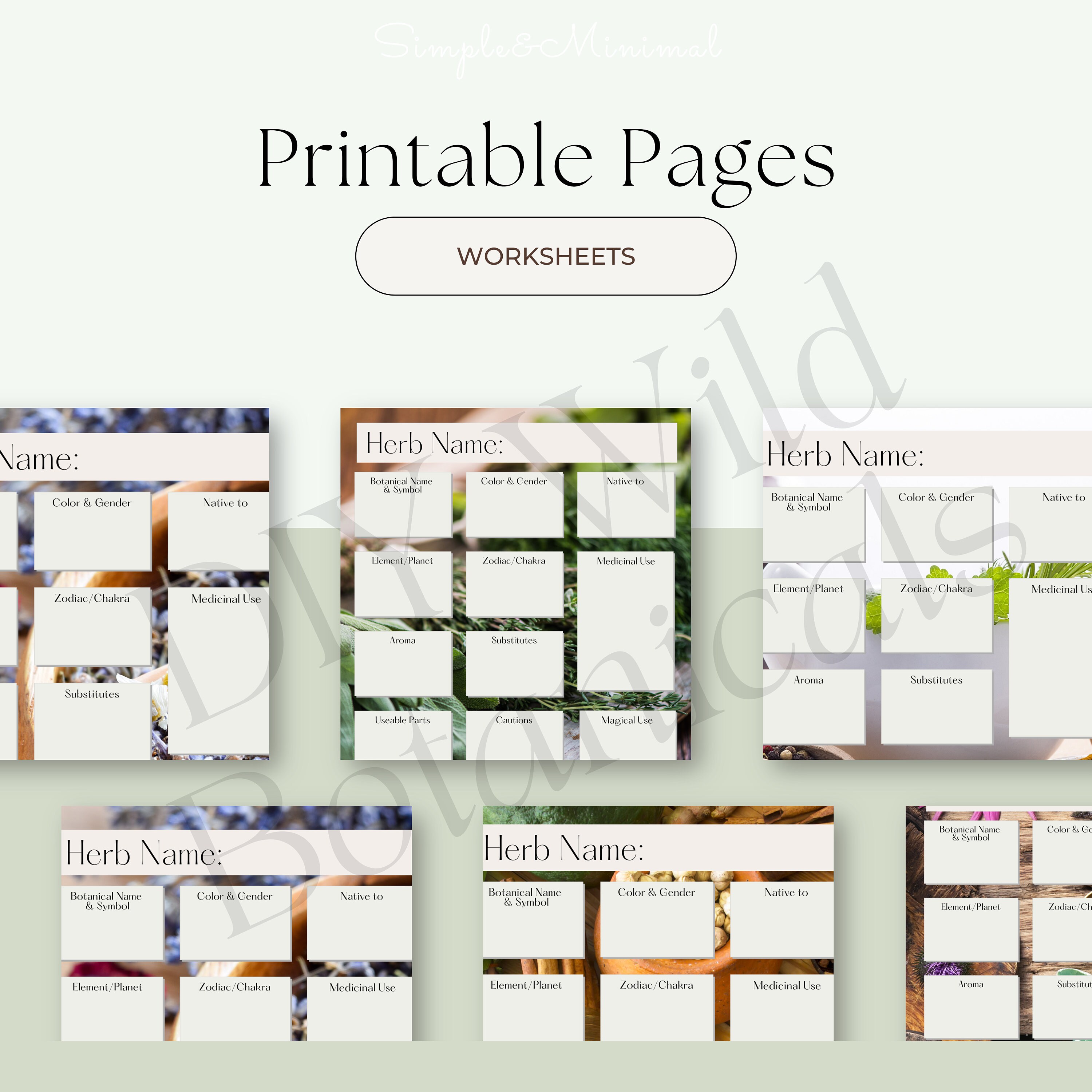 Herbal Printable Forms, Botanical Worksheets, Herb Recipes, Green Witch ...