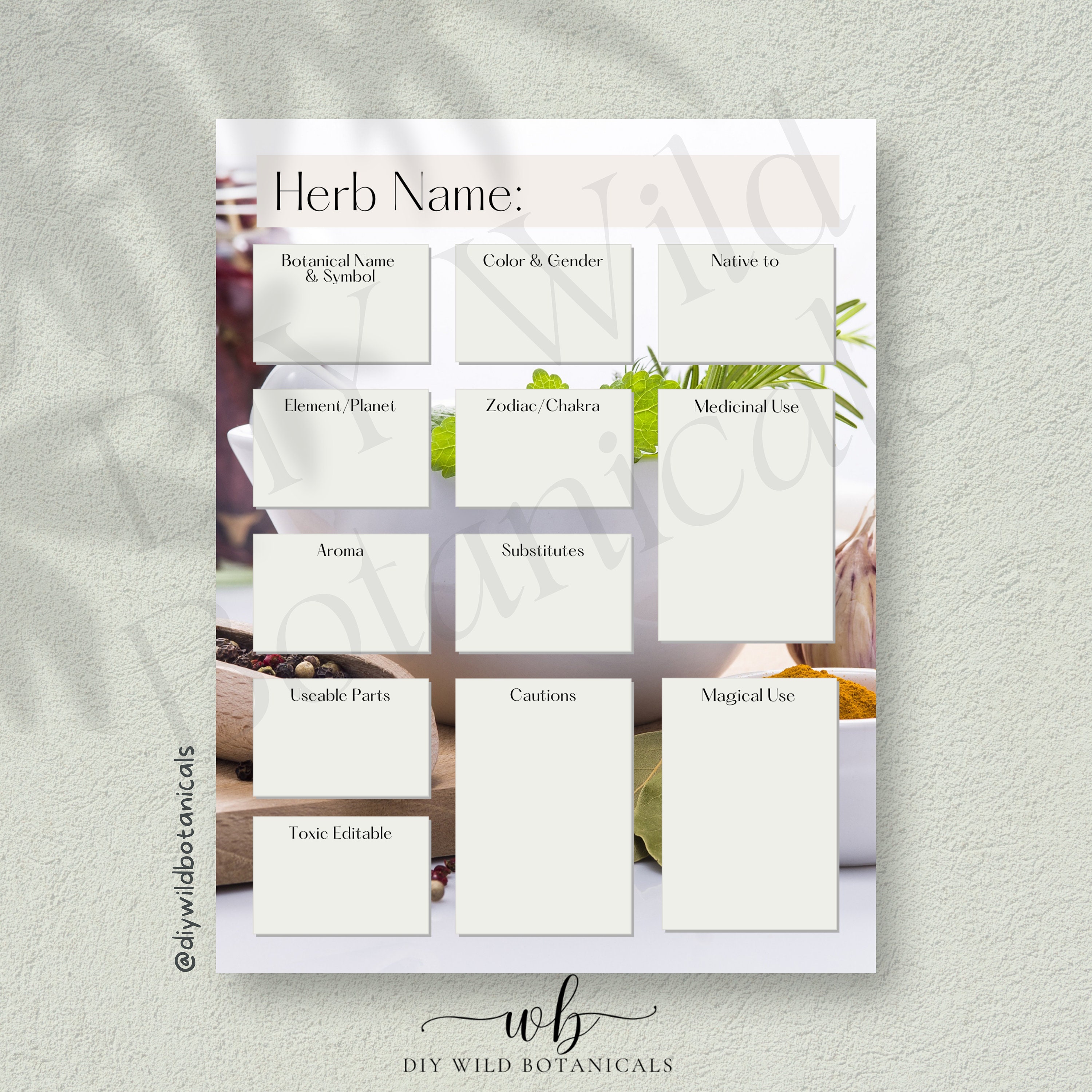 Herbal Printable Forms, Botanical Worksheets, Herb Recipes, Green Witch ...