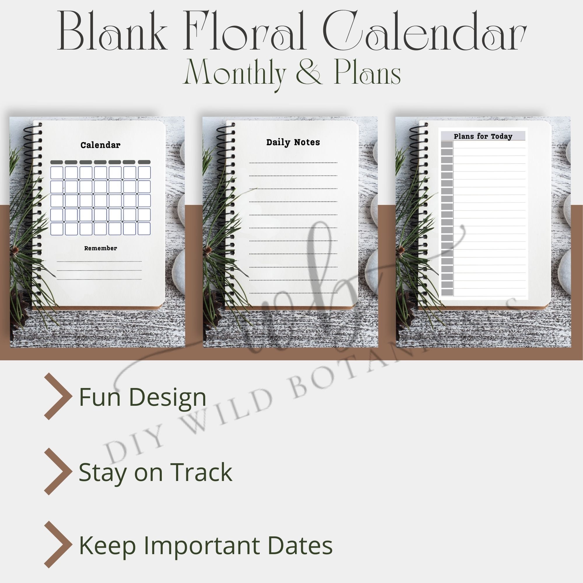 Blank Calendar, Weekly Printable Pages, Printable Calendar Notes ...