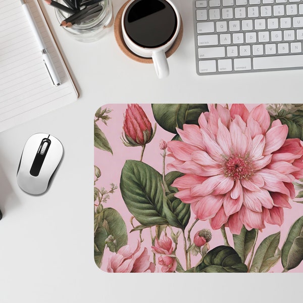 Botanical Desk Mat, Cubical Decor, Cute Desk Accessory Aesthetic Desk Pad, Dorm Desk Decor, Desk Pad, Cottage-Core Laptop Pad, Flower Pad