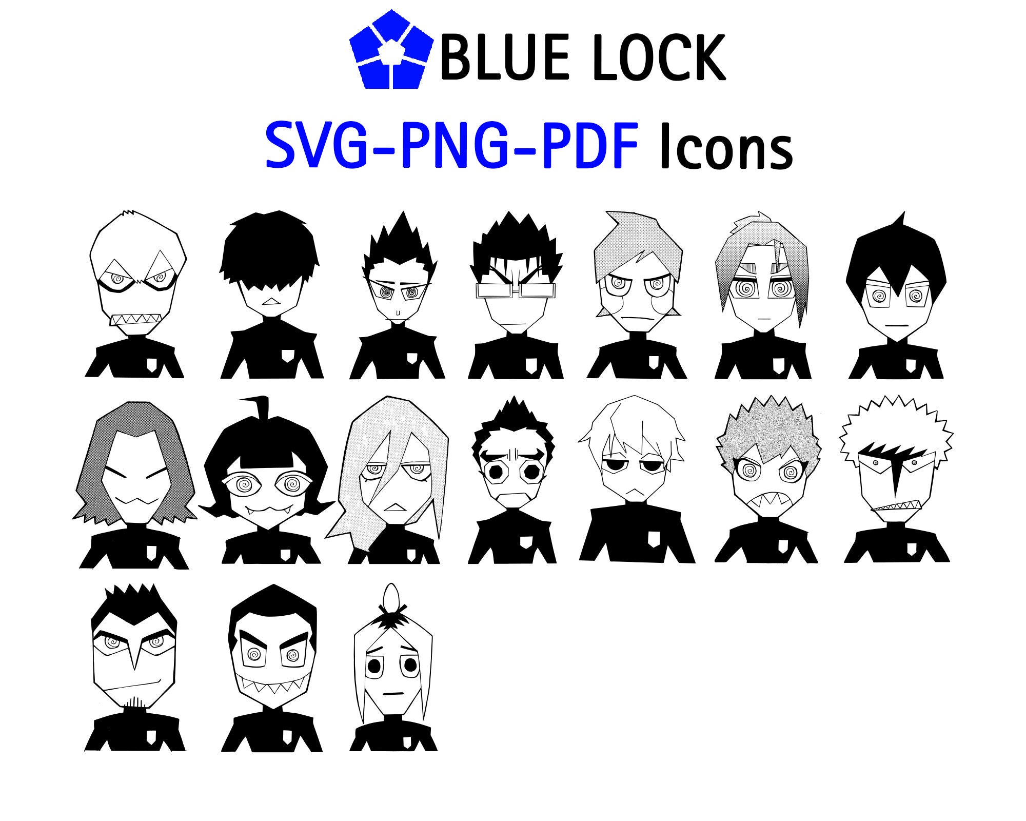 Blue Lock Anime Icons SVG Isagi Yoichi Blue Lock Digital Files 