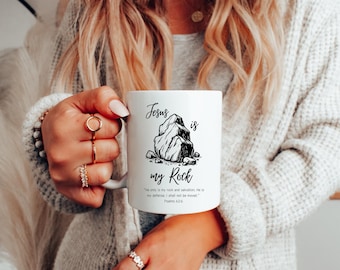 Tazza da caffè Jesus Is My Rock: regalo con versetto della Bibbia cristiana