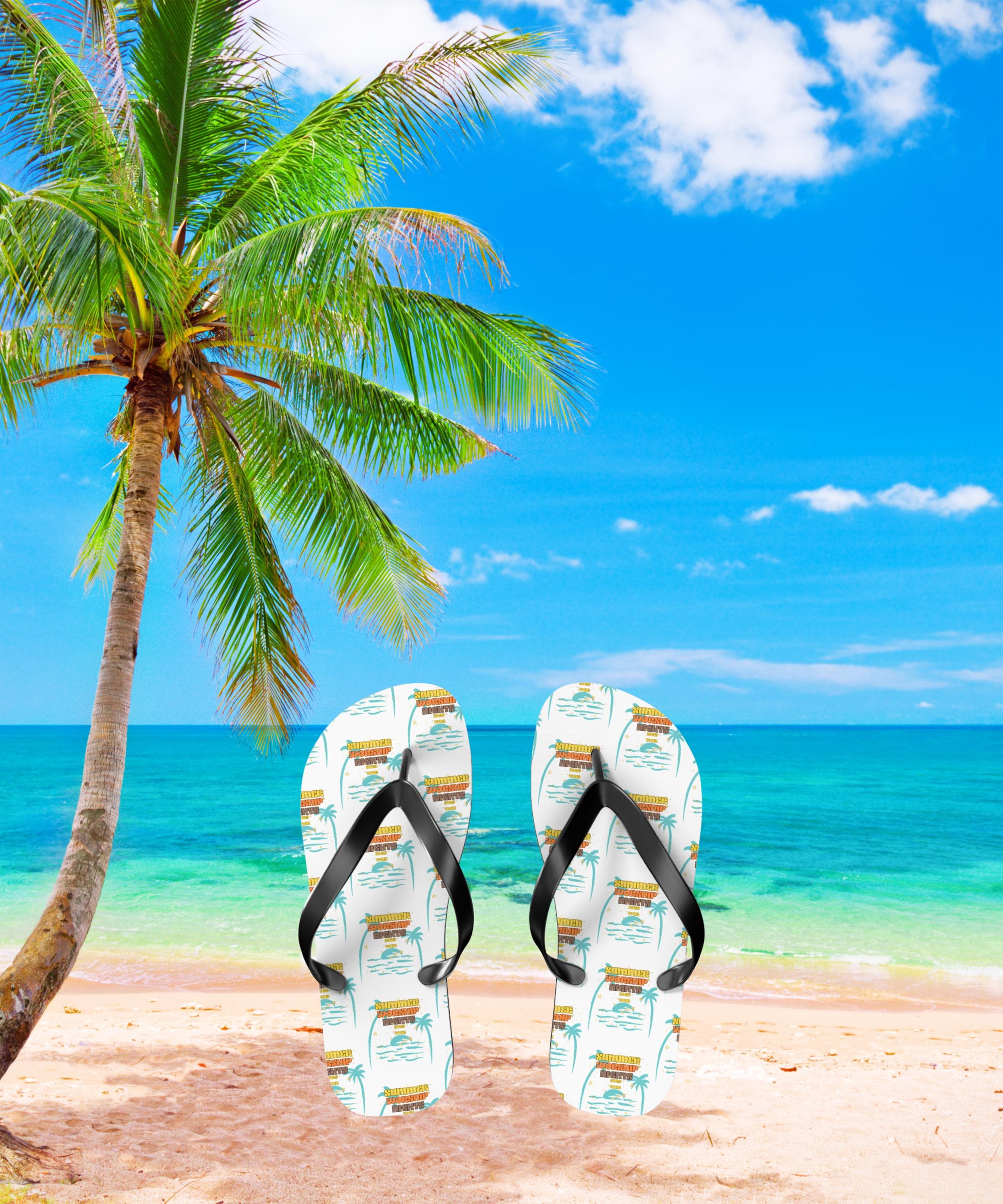 Christian Beach Flip Flops: Summer Worship Nights Sandals