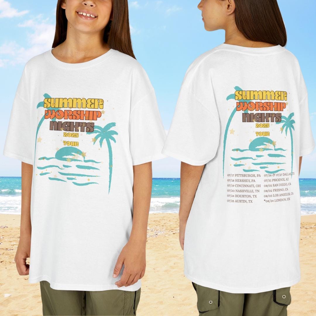 Summer Worship Nights Kids Tshirt, Christian Kids Shirts, Kids Faith Apparel