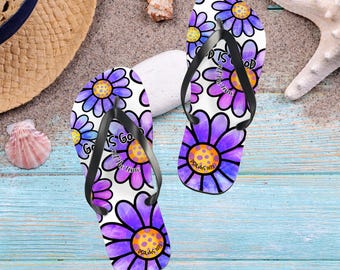 Christelijke teenslippers met bloemenprint: God is Good Bible Verse Sandalen