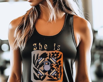 She Is Strong Tank Christian Gym Shirt Christian Workout Tank Religious Gym Tank Top Christian Fitness Top Christian Fitness Shirt For Women