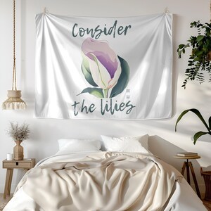 Bible Verse Floral Wall Tapestry Christian Tapestry Wall Hanging Faith Wall Art Scripture Tapestry Religious Decor Christian Inspired Gift