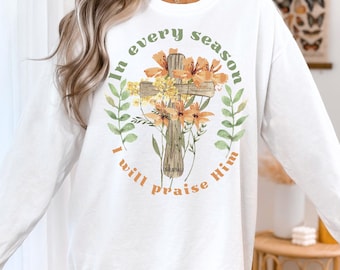 Sweater met bloemenkruis: comfortabele kleuren Christian Apparel