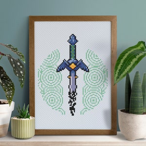 Master Sword Zelda Cross Stitch Pattern TOTK Gamer Cross Stitching BOTW LOZ Embroidery Nerd