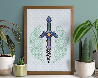 Wzór do haftu krzyżykowego Master Sword Zelda TOTK Gamer Cross Stitching BOTW LOZ Embroidery Nerd